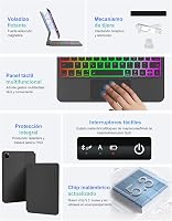 FOGARI Bluetooth Billentyűzet iPad Air 11/5/4 és Pro 11 Modellekhez - QWERTZ Touchpad, 7 Színű Háttérvilágítás, Fekete 6