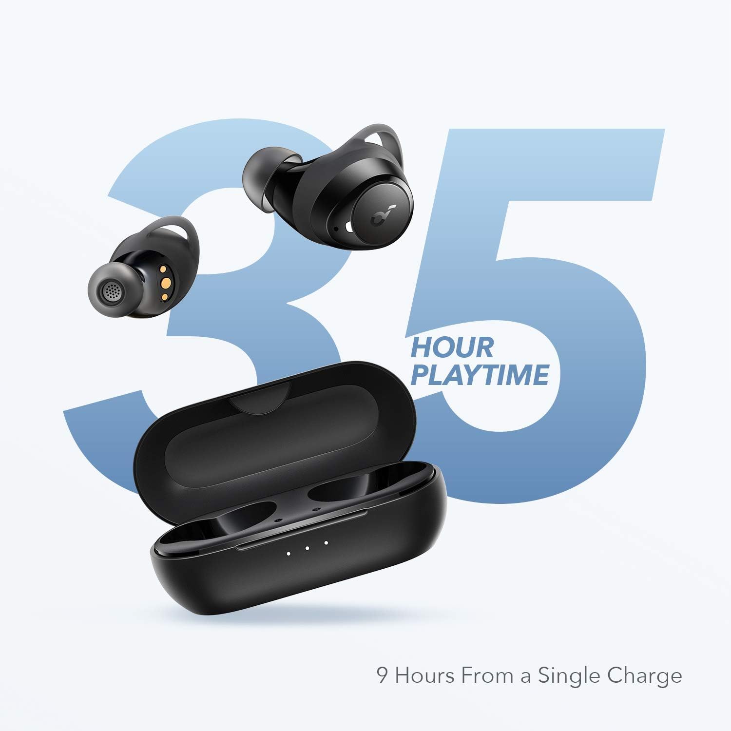 soundcore A1 In Ear Sport Bluetooth Kopfhörer, Wireless Earbuds mit Individuellem Sound, 35H Wiedergabe, Kabelloses Aufladen, USB-C Charging, IPX7 Wasserschutz, Tastensteuerung