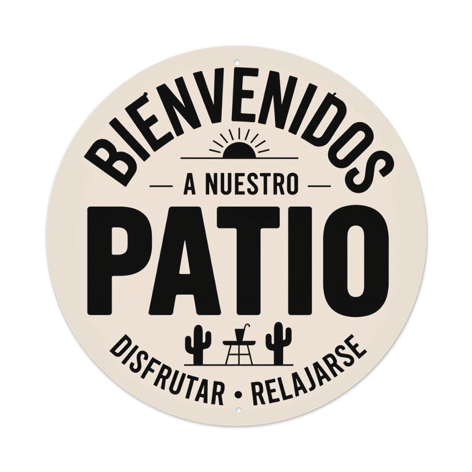 Welcome To Our Patio Enjoy Relax Round Tin Sign Vintage Metal Poster Retro Bar, Home, Man Cave, Kitchen, Laundry Room Wall Art Decor Gift 8x8Inch