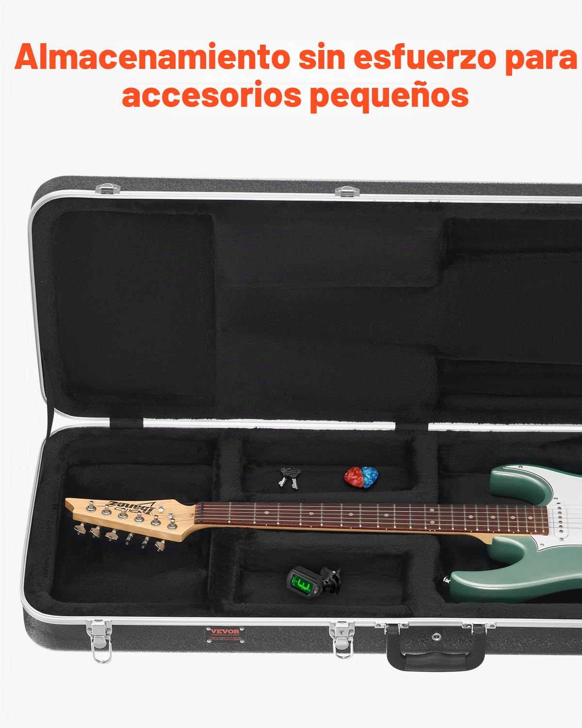 VEVOR Estuche Rígido Rectangular para Guitarra Eléctrica con Cerradura, Pestillo y Asa con Llave, Acolchado ABS Grueso, Forro Suave, Resistente al Agua, Estuche para Guitarra Eléctrica de 39", Negro