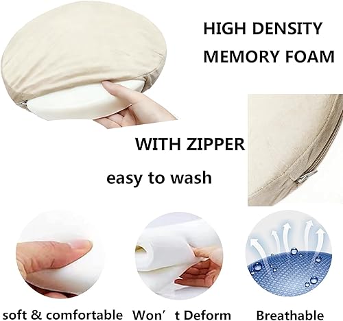 Miniatura 4 de Big Hippo Cojines de silla redondos de espuma viscoelástica para asiento de asiento de goma antideslizante, cojín grueso para silla suave para casa