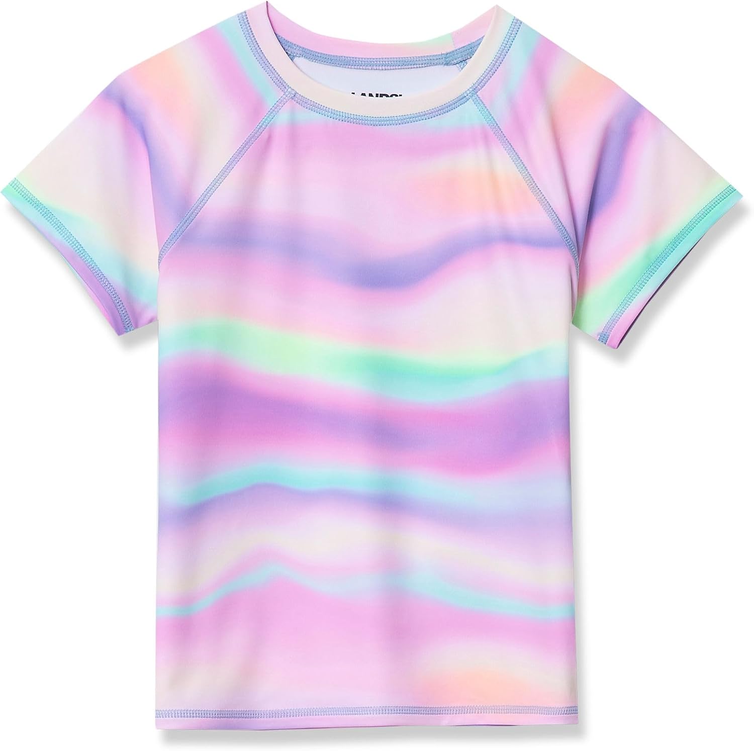 Lands' End Girls Graphic Mock Neck UPF 50 Sun Protection Rash Guard