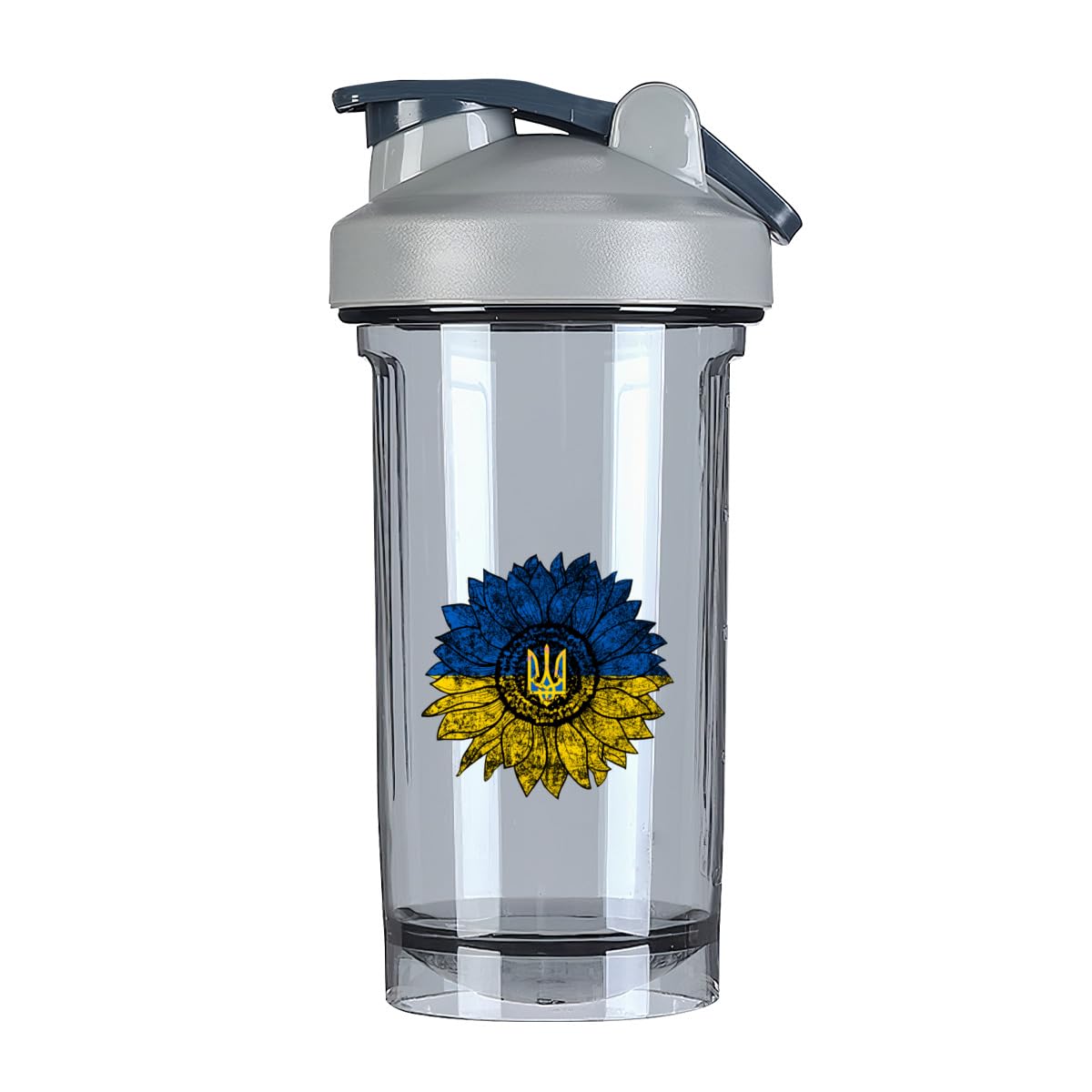 Vintage Sunflower Ukrainians Flag 18 Ounce Shaker Bottle Drink Mixer Leak-proof Pre Workout Protein Shakes Meal Replacement Shakes Bottles 500ML/18 Oz Gray