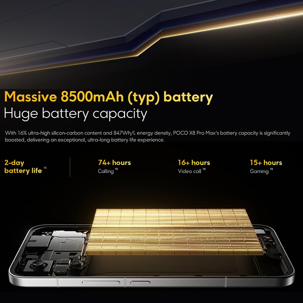 XIAOMI Poco X8 Pro MAX, Smartphone 12+512 GB, Procesador de Alta Gama Dimensity 9500s, Pantalla AMOLED Ultra-Luminosa, 50 MP Light Fusion 600 con OIS, Negro (con Cargador)