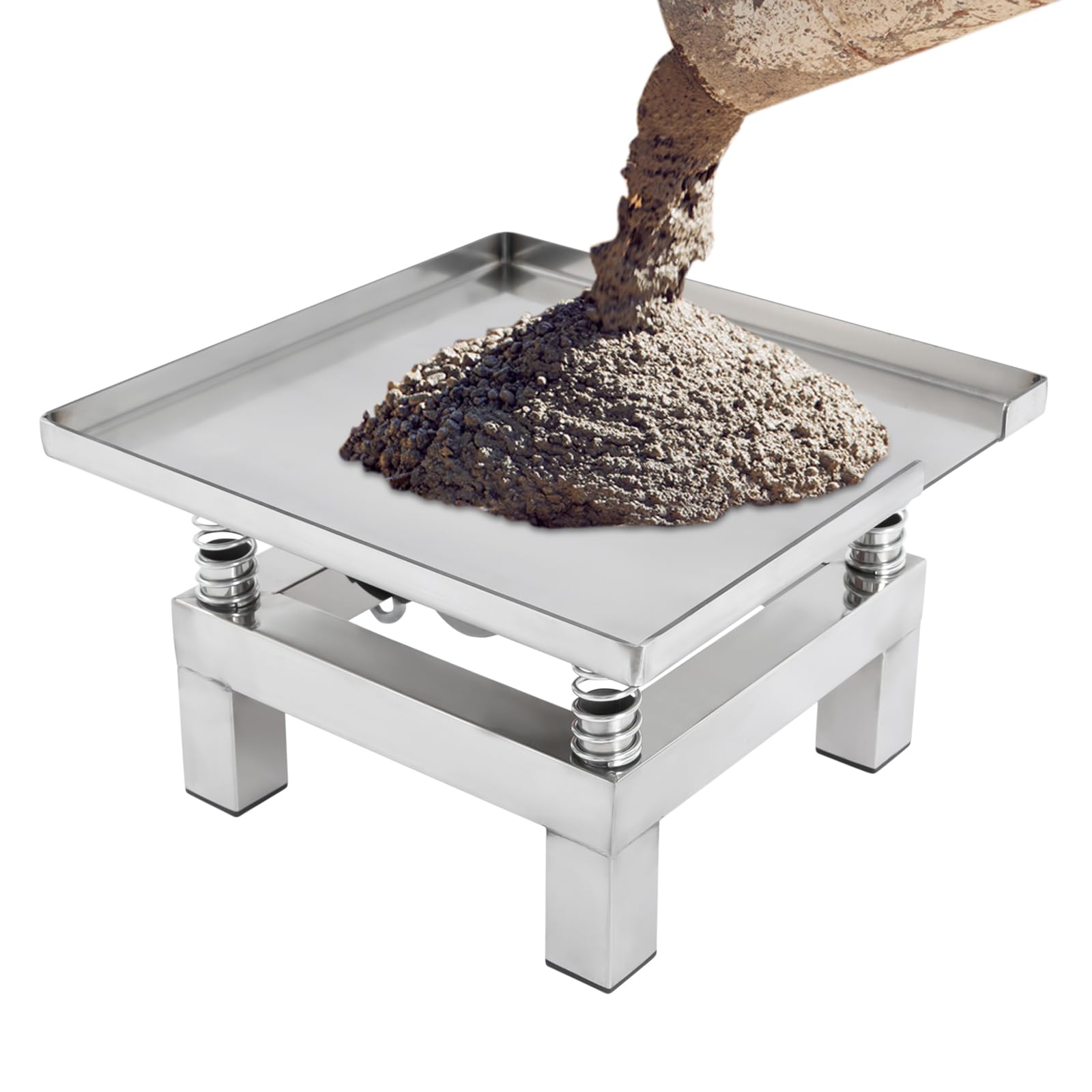 35 x 35 cm, motore vibrante per calcestruzzo e cemento, tavolo vibrante industriale in acciaio inox, 220 V, facilità di movimento, facile da pulire, 50 W, argento, vibrazione ad alta efficienza
