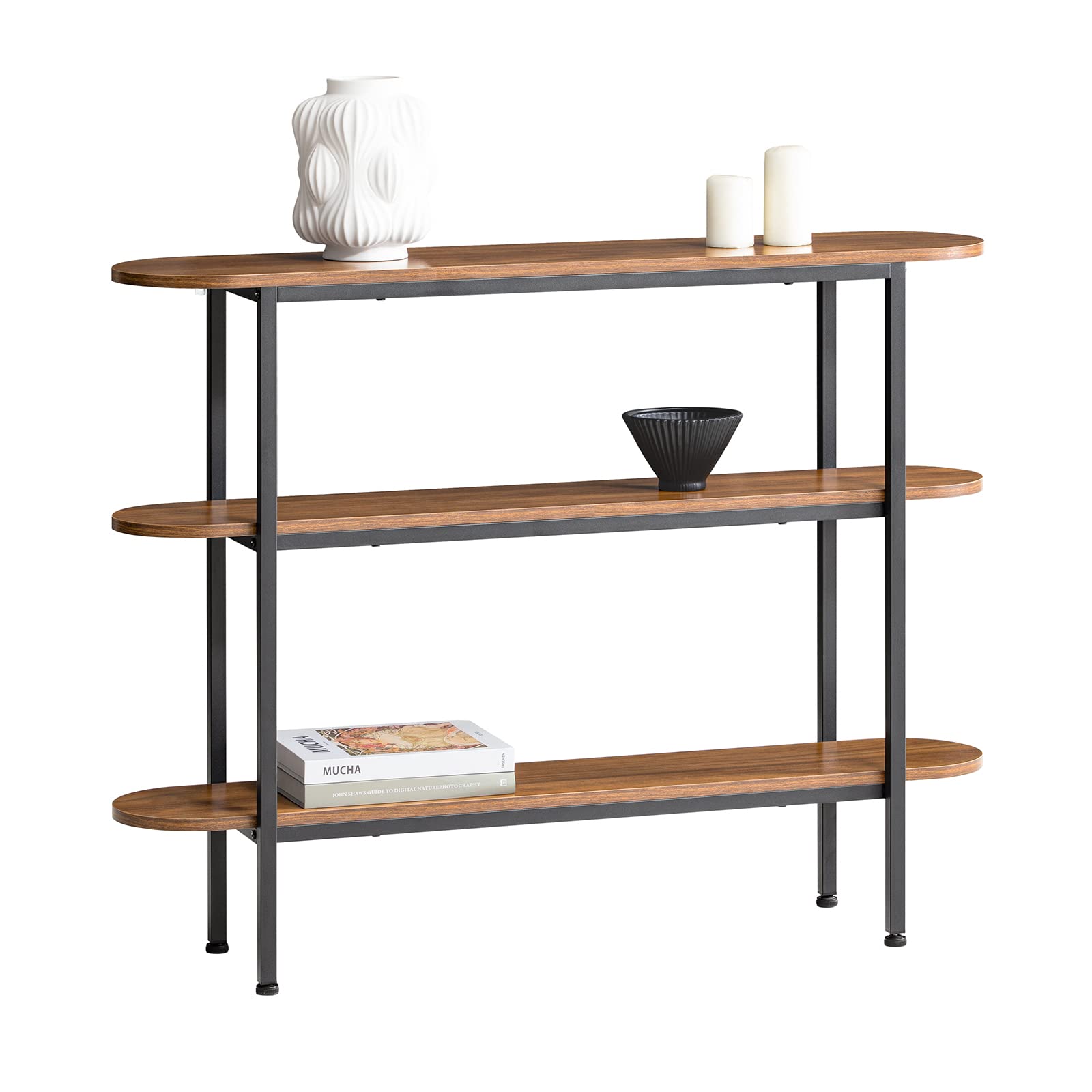 SoBuy Console Tableكونسول Side Table High Bedside Table Sofa TV Table with 3 Shelves for Coffee Station,Living Room,Bedroom,Entrance,Kitchen,طاولات جانبية متداخلةFSB67-WS