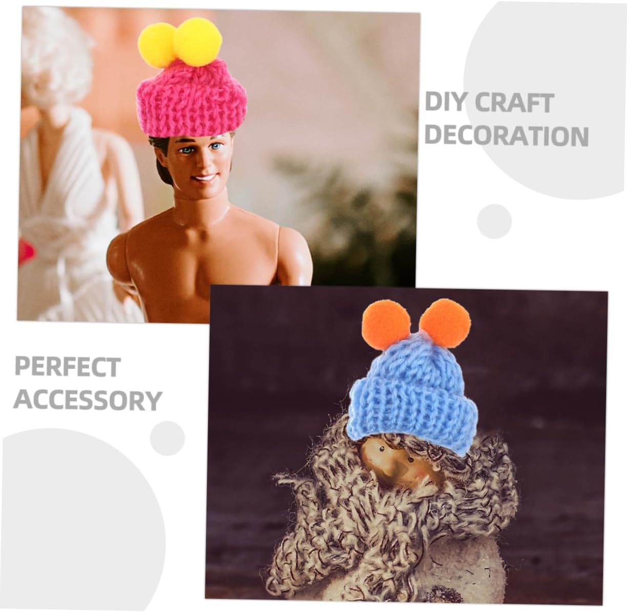 100pcs Mini Knitting Hats for Dolls Xmas DIY Craft Decoration