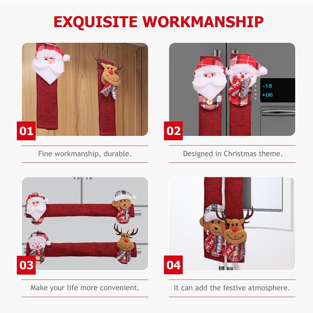 Operitacx 8pcs Christmas Refrigerator Handle Covers, Refrigerator Door Handle Covers Kitchen Appliance for Christmas Decorations Fridge Microwave Stove Oven Dishwasher