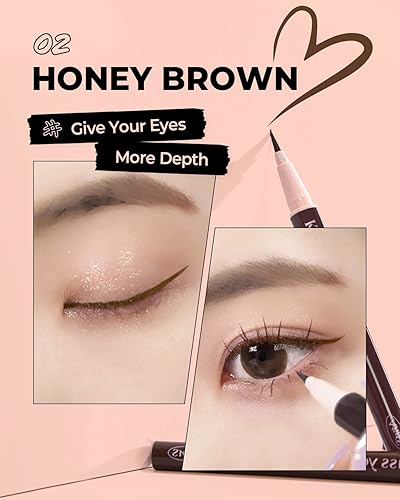 Miniatura 7 de AMTS x True Beauty Edition Delineador de ojos marrón líquido impermeable | Kiss Your Eyes K-Beauty | Punta microfina, uso durante todo el día, a