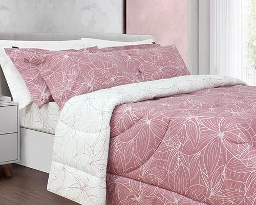 Edredom Alexandre Herchcovitch Queen - Percal 180 Fios - Botânico Rosê