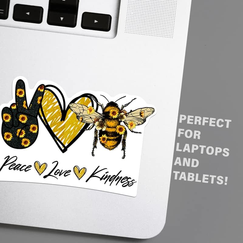 Miniatura 3 de Pegatina de vinilo Peace Love Kindness Bumble Honey Bee Girasol  Calcomanía de pared para auto, camión, camioneta, SUV, ventana, laptop, una