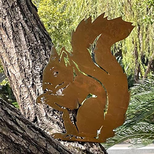 10 Pcs Esquilo Metal Decorativo | Quintal Ou Jardim Arte | Estaca jardim enferrujada decoração jardi