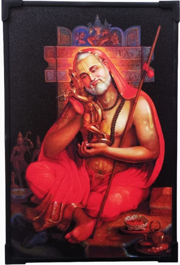 Raghavendra Swamy Photo Frame, Premium 8 * 12 Inch Laminated Vinyl Print, 8 mm MDF Board (Raghavendra Swamy (RSFB)