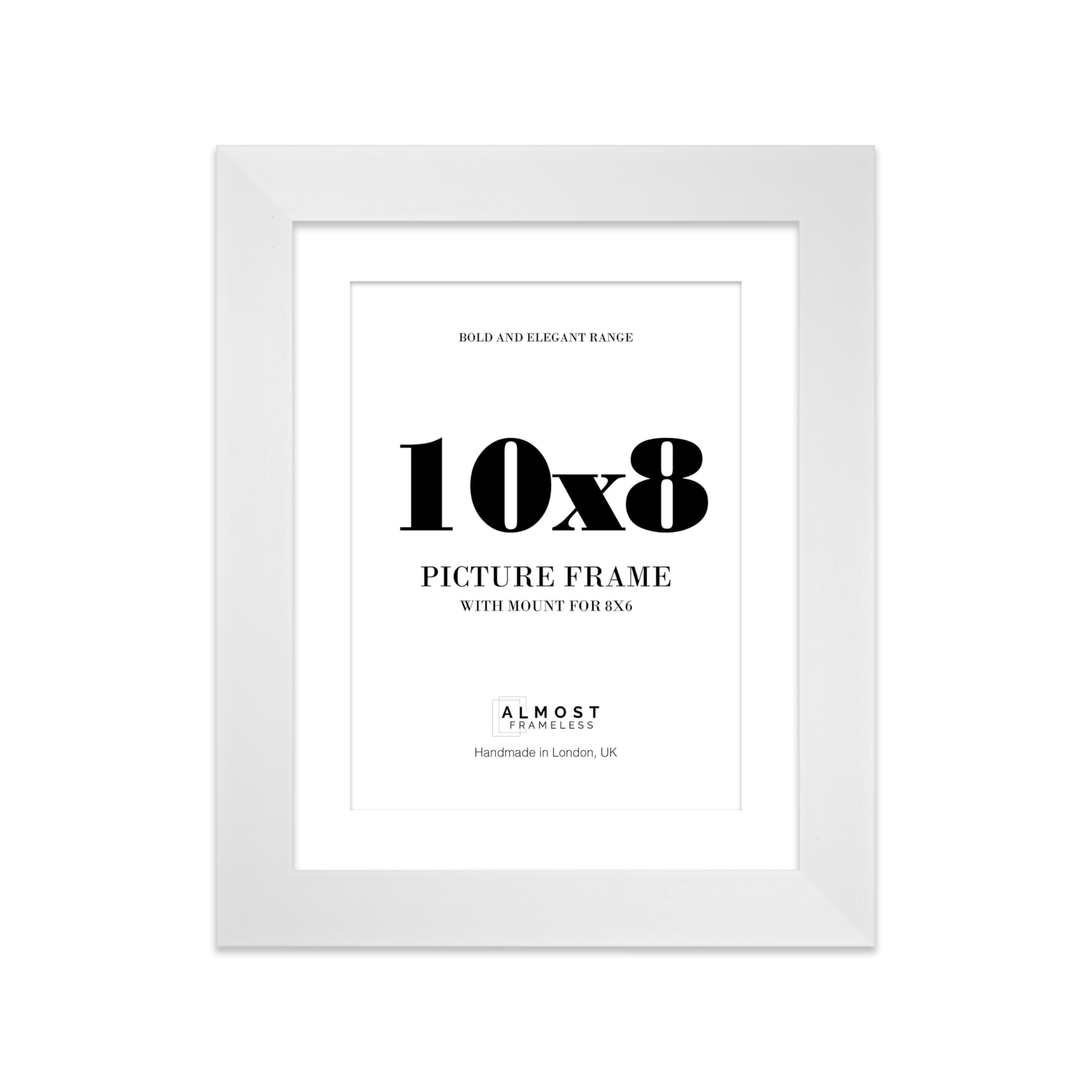 10x8 White Frame With Mount for 8x6 Pictures 28mm Edge Portrait and Landscape Display with Wall Hooks and Kickstand, 1 Pack