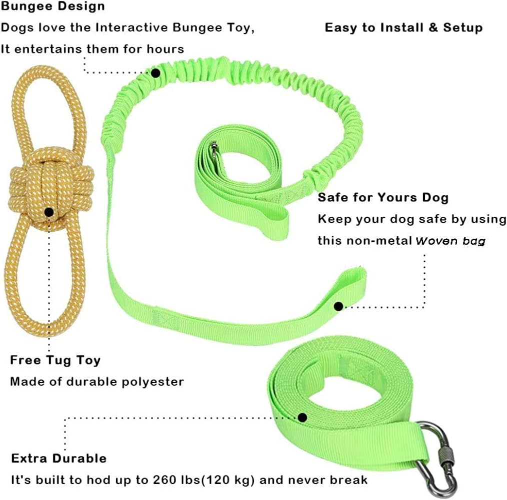 Aeanm Outdoor Hanging Bungee Dog Toy, Interactive Tether Tug Toy with Chew Rope Toy for Pitbull & Small to Large Dogs to Exercise & Solo…