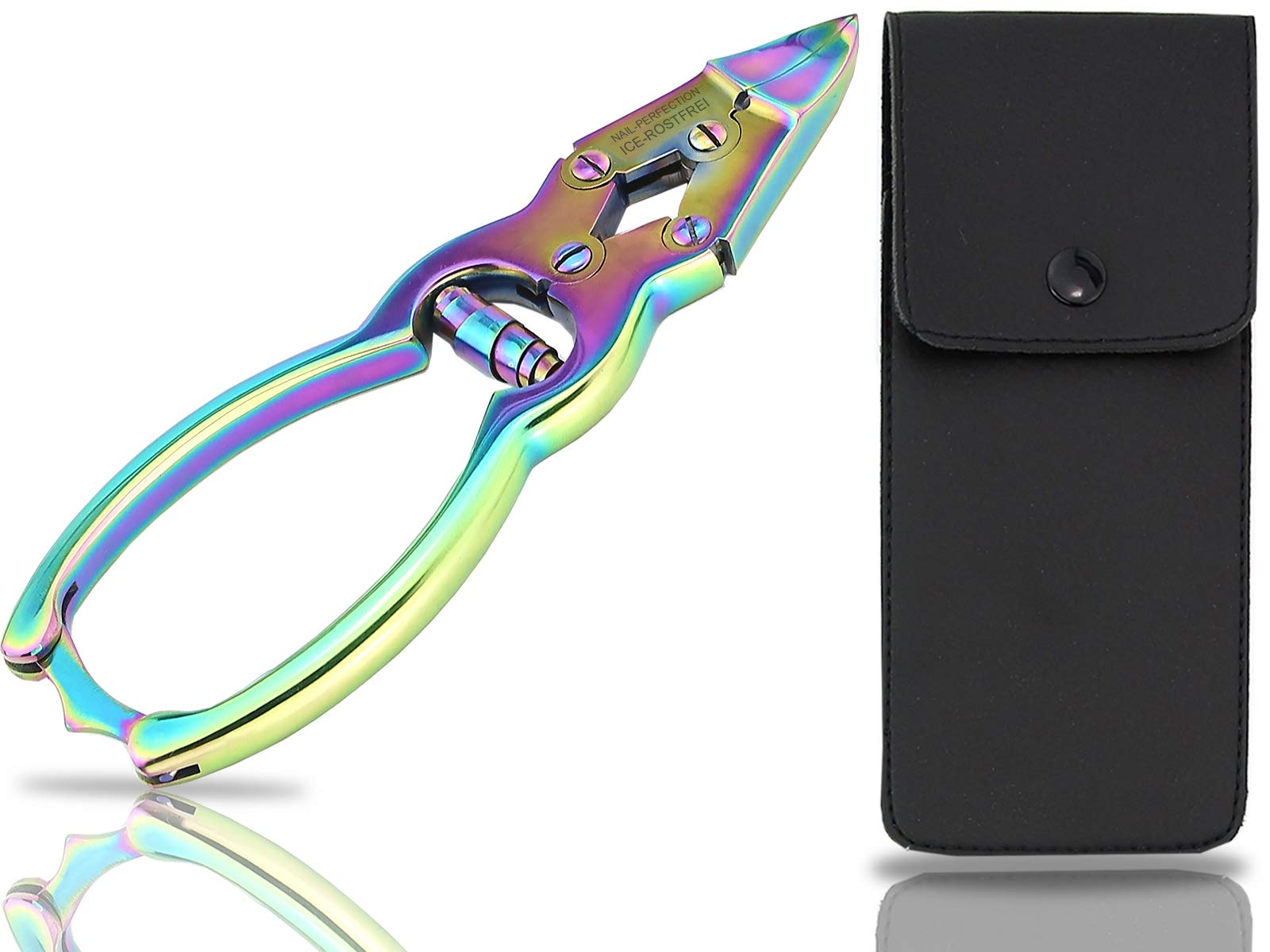 Nail Clippers with Double Gear Titanium for Strong Toenails 4-Way Screwed Pedicure Nail Clippers Toenail Clippers with Buffer Spring for Foot Care Stainless Steel Rustproof (13 cm)