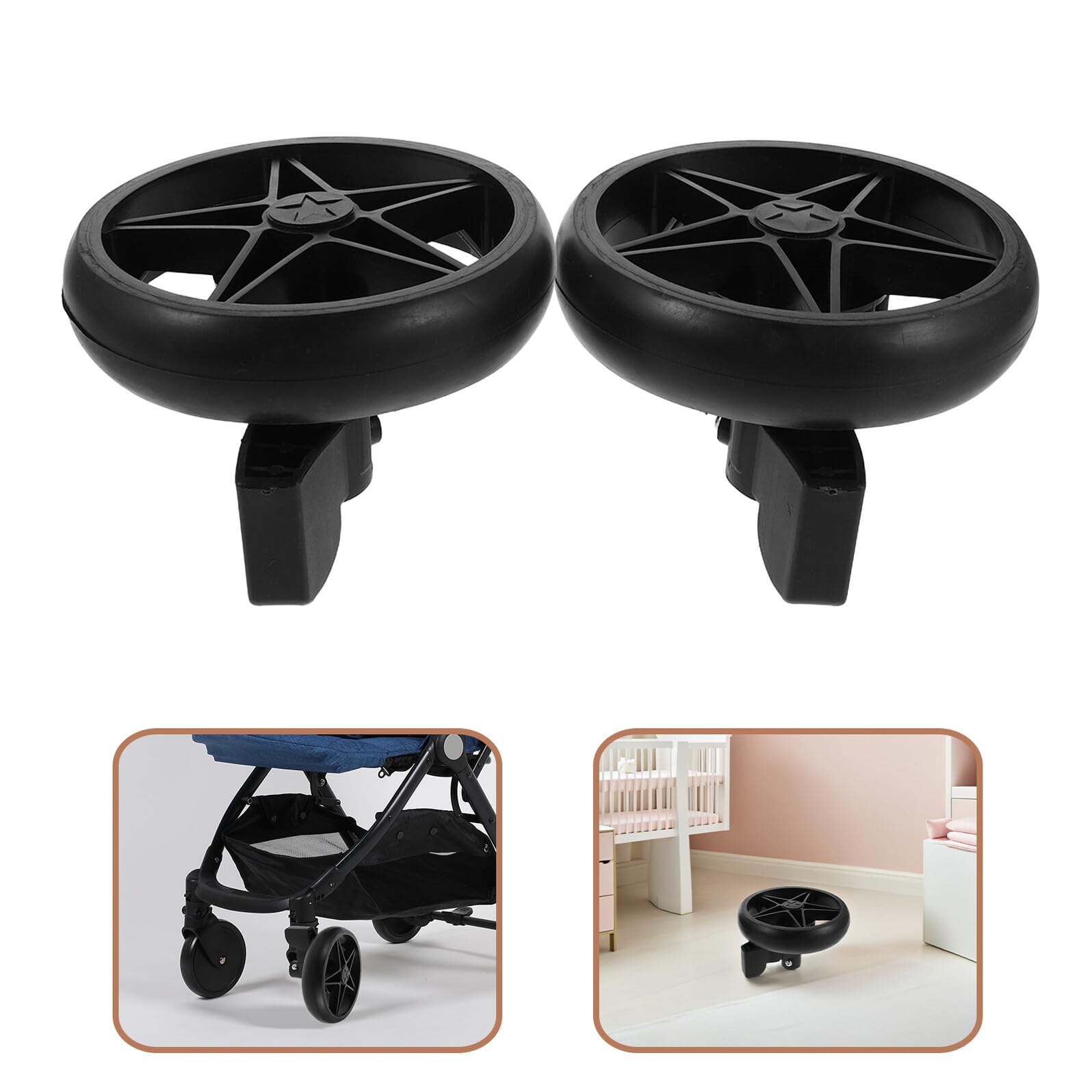ORFOFE 2 Pièces Roulettes de Rechange Pivotantes Silencieuses pour Poussette et Voiturette avec Frein Accessoires pour Poussettes et Voiturettes Roues pour Trotteur Garçon Fille