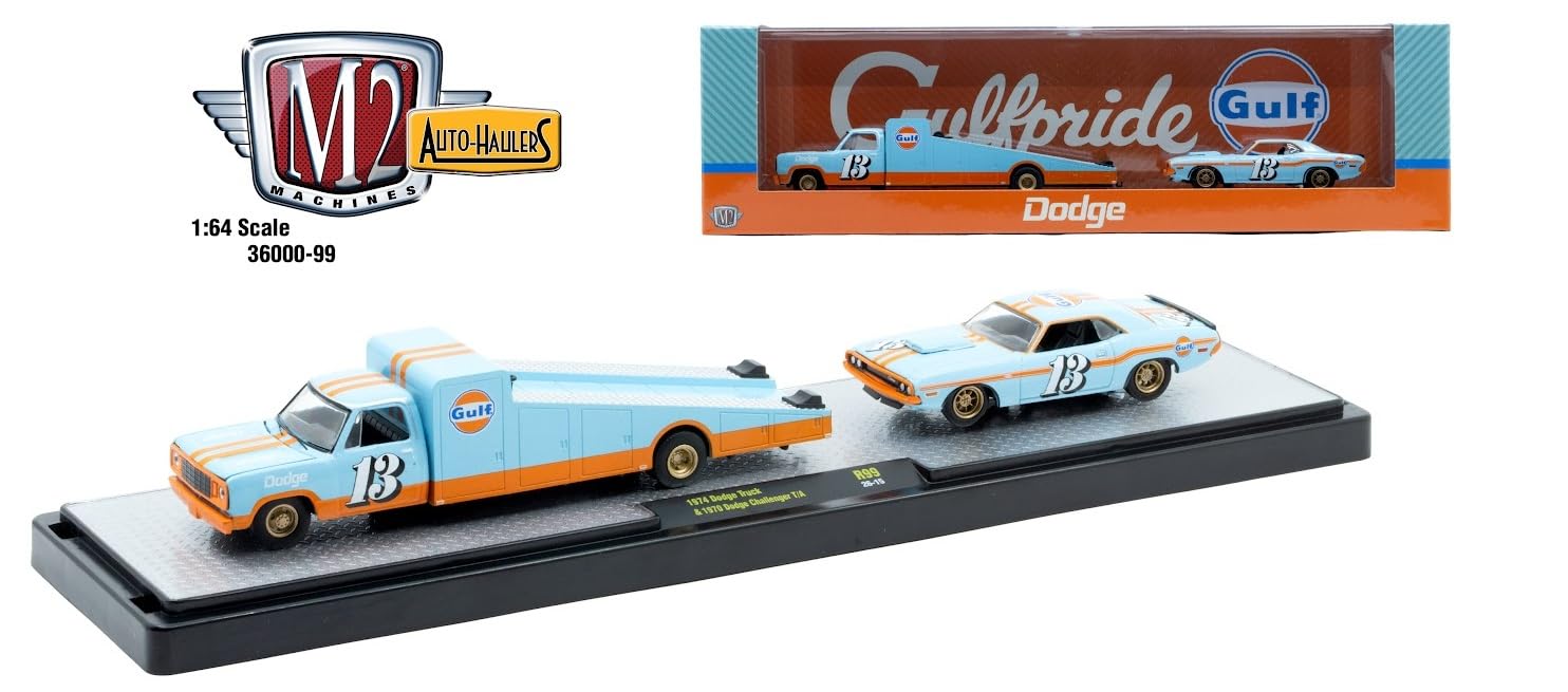 M2マシーン　4セット M2 Machines Gulf 1974 Dodge Truck & 1970 Challenger T/A Gulfpride