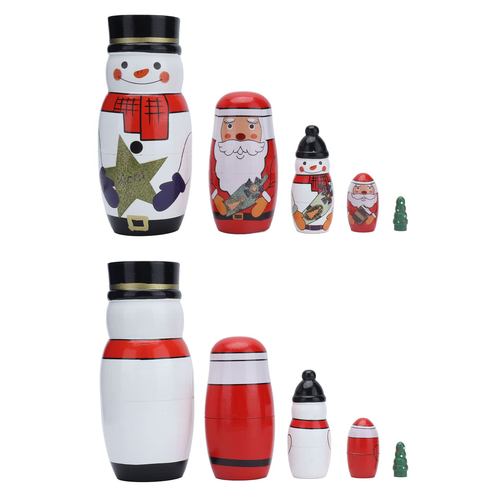 Akozon 5pcs Nesting Dolls Glossy Round Unique Christmas Attractive Deco Ornaments for Festive Gifts, Multifunctional Accessory for Home Use