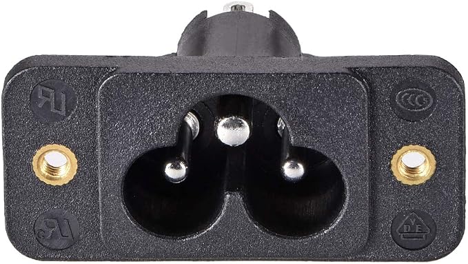 Uxcell C6 Panel Mount Power Socket (5 Pack) - AC 250V 2.5A/5A 3-Pin IEC Inlet Connector