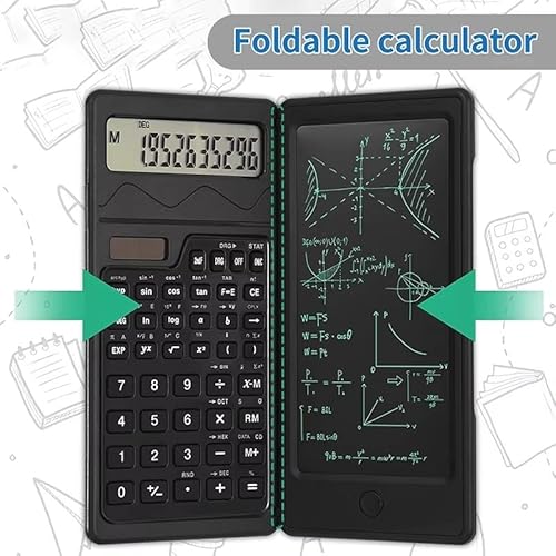 Calculadora Científica Dobrável com Prancheta Apagável, Display Digital de 10 Dígitos, Energia Solar