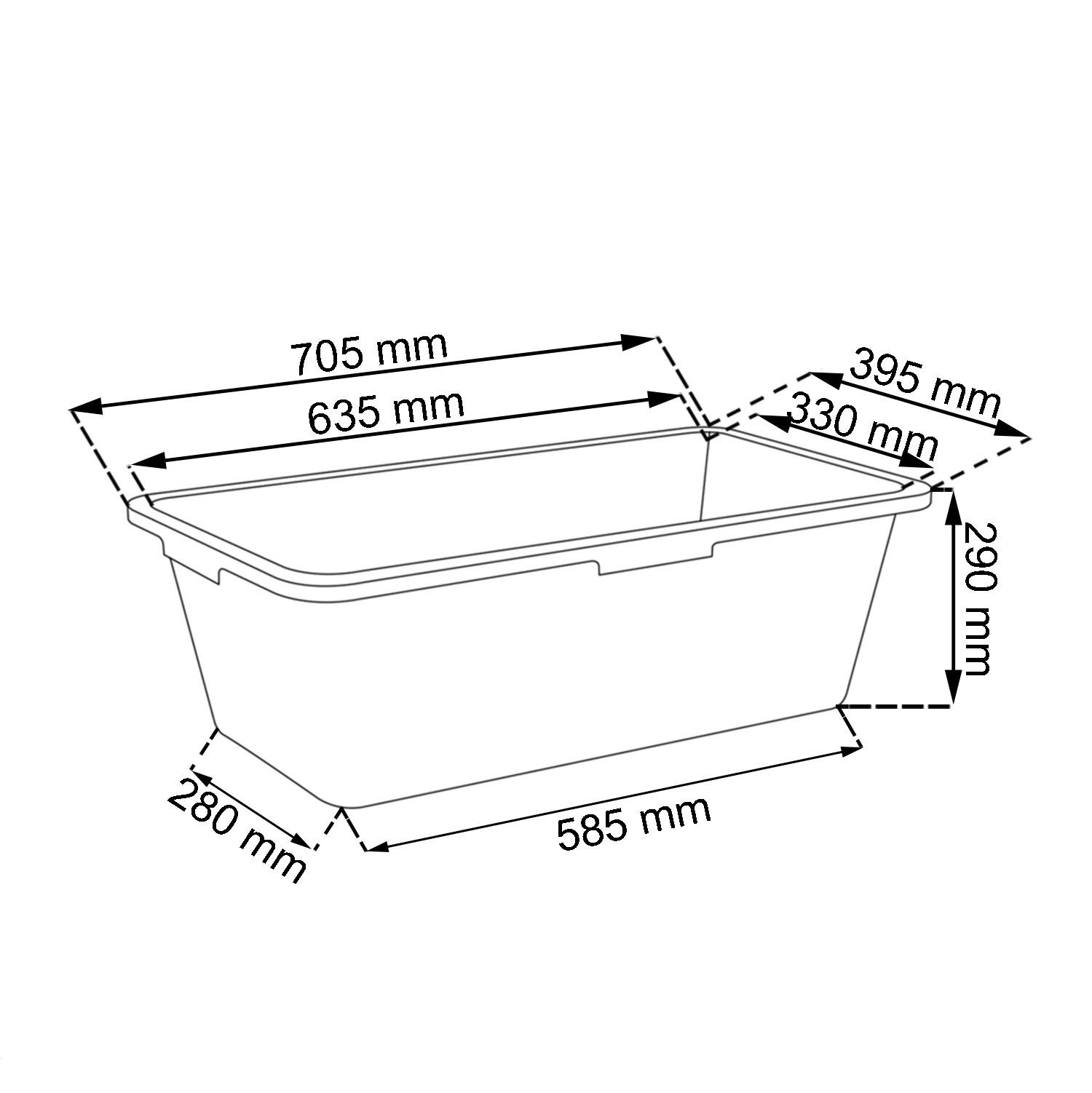 Noir auge en plastique 60 L pour melanger le mortier