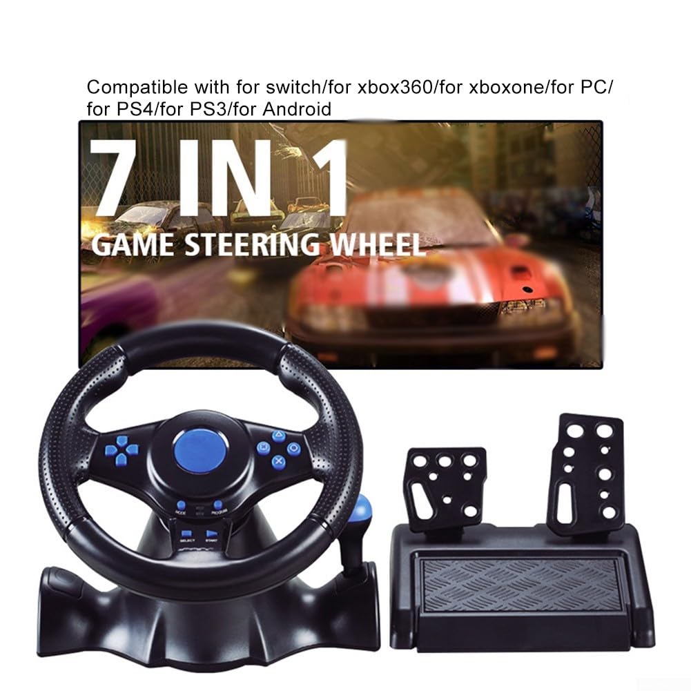 Volante USB da corsa con pedali per sim racing, per volante compatibile con interruttore, per Xbox 360, per PS4, per, per e PC, controller di gioco ergonomico per guida (3 in 1)