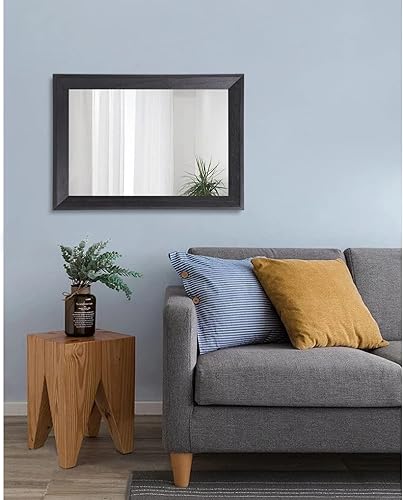 Vista 205 de AAZZKANG Espejos para pared, espejo colgante con marco de madera rústica, 20 x 16 pulgadas, decorativo para casa de campo, dormitorio, baño, sala