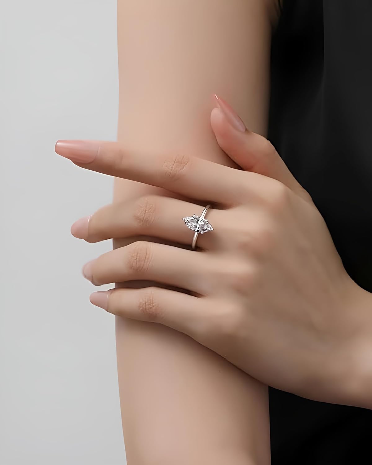 2CT/3.5CT/5.5CT Elongated Marquise Cut Engagement Ring,Simulated Diamond Promise Ring,925 Sterling Silver 18K White/Yellow Gold Plated Ring
