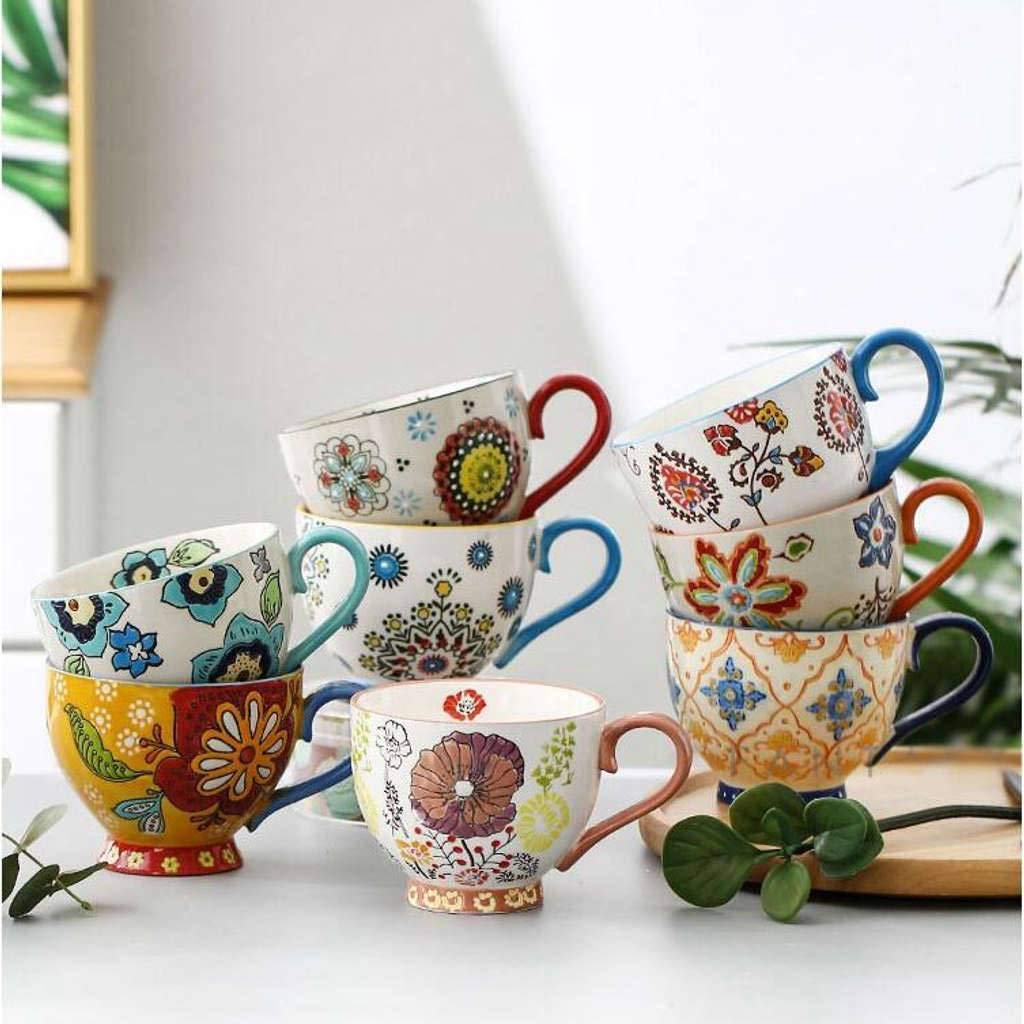 Miska do zupy z uchwytem, 490 ml, miski do zupy, kubek na śniadanie, płatki śniadaniowe, lody w Chinach, porcelana, ceramika, kuchnia, Maroko, duże kolory, prezent, K