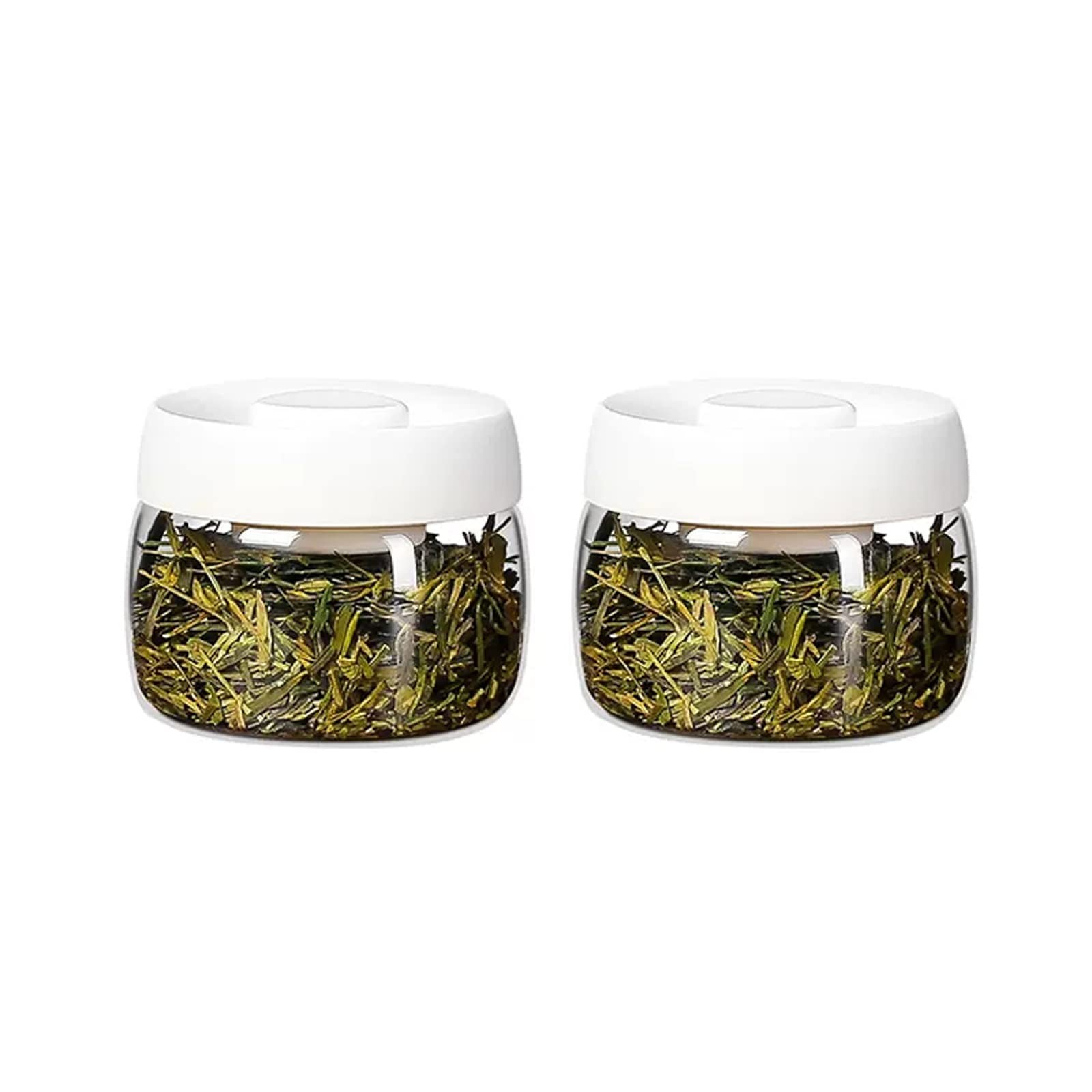 Hhaoran-9868 Ceramic Tea Canister Kitchen Glass Canned Tea, Powder and Spice Food Storage Tank, Set of 2 Pieces Food Canisters for Kitchen(White,400ML)
