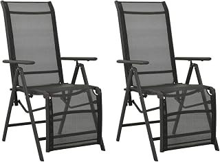 Juego de 2 sillas de jardín reclinables para exteriores, de textileno negro y aluminio, para patio, terraza, patio, muebles elegantes para el hogar y el comedor