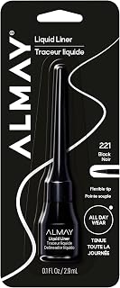 Almay Liquid Eyeliner, Waterproof, Fade-Proof Eye Makeup, Easy-to-Apply Liner Brush (Packaging May Vary), 221 Black