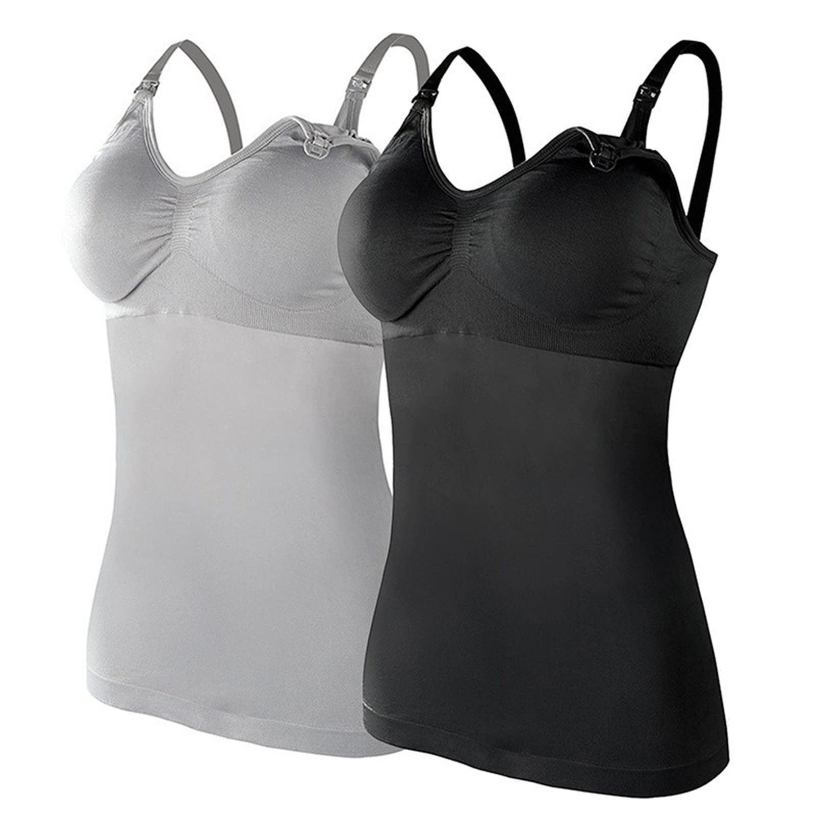 Ropa interior para mujer, conjunto de camisetas de lactancia para mujer, top de sujetador integrado para lactancia, maternidad, camisola Brasieres 2 unidades, con 4 almohadillas para el parto