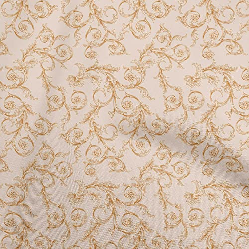 oneOone Cotton Poplin Peach Fabric Asian Baroque Quilting Supplies Print Sewing Fabric By The Yard 42 Inch Wide