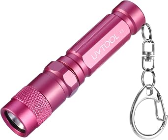 UVTOOL E3 Keychain Flashlight Mini LED Torch, 120 Lumens Small EDC Pocket Flashlight, Waterproof IPX8 Compact AAA Flashlight with Key Ring, 3 Modes with Memory, Survival Outdoor CampingRose