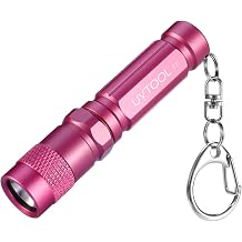 UVTOOL E3 Keychain Flashlight Mini LED Torch, 120 Lumens Small EDC Pocket Flashlight, Waterproof IPX8 Compact AAA Flashlight with Key Ring, 3 Modes with Memory, Survival Outdoor CampingRose