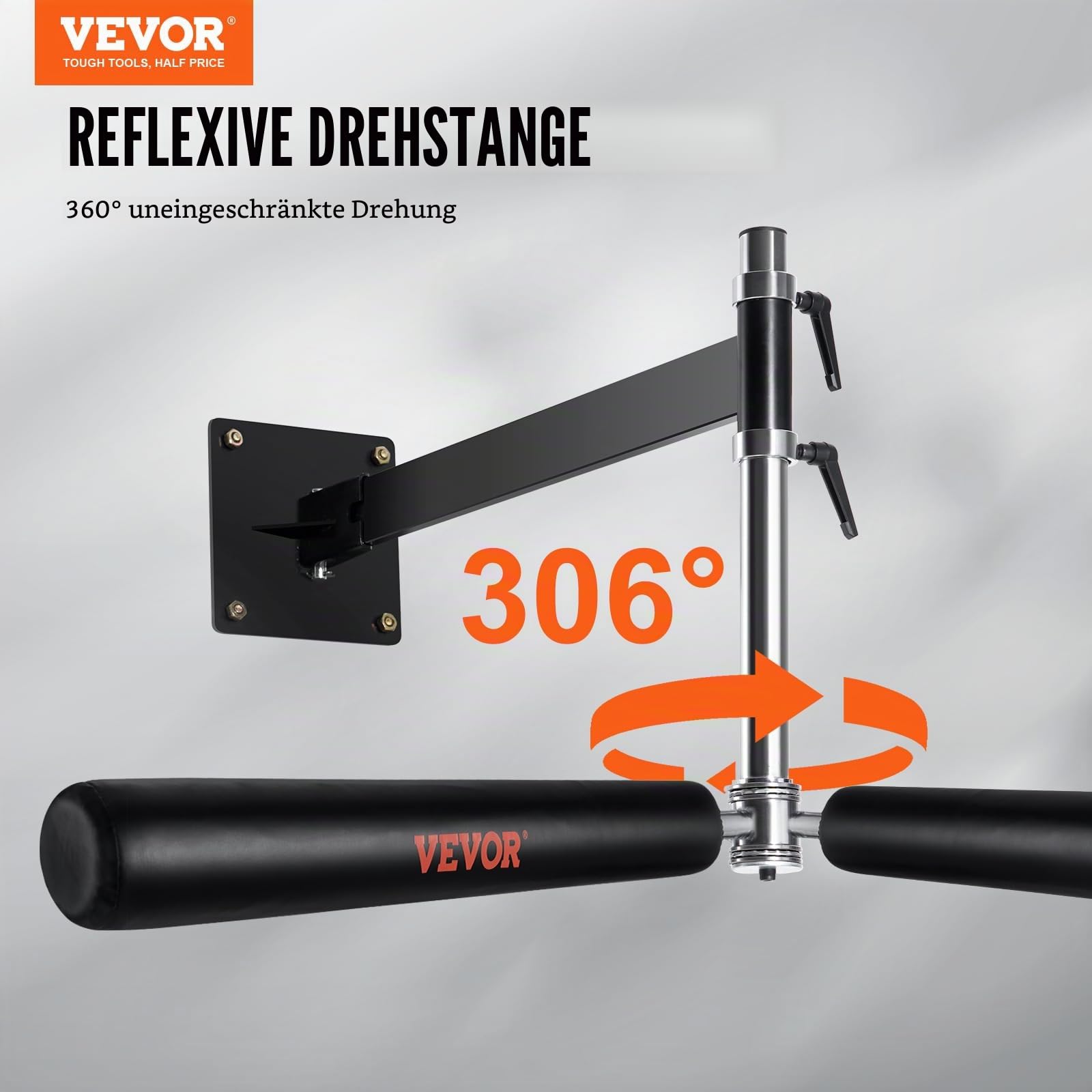 VEVOR Wandhalterung Boxen Reflexstange, Boxen Speed Trainer Boxen Spinning Bar mit Handschuhen, Einstellbare Trainingsgeräte für Boxtraining Kickboxen, MMA, Stressabbau & Fitness Schwarz