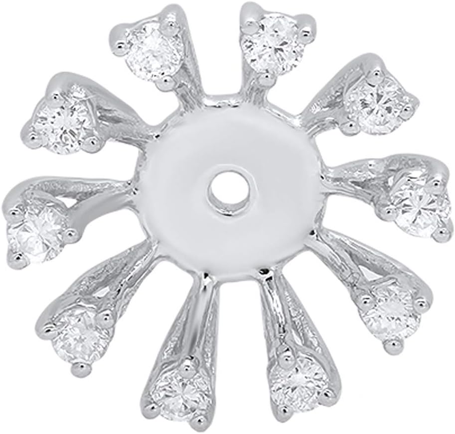 Dazzlingrock Collection 0.15 Ctw Round Natural Diamond Removable Jackets For Stud Earring (Only 1pc)