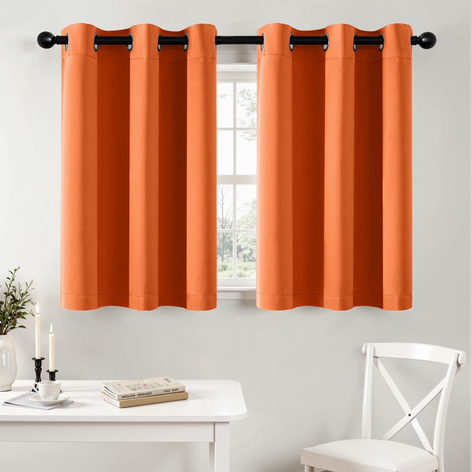 MIULEE Blackout Curtains for Bedroom Living Room 2 Panels, Thermal Insulated Room Darkening Drapes Grommet Noise Reducing Light Blocking Window Treatments 36 Inches Long 40x36 Inch Orange