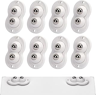 FYY Self Adhesive Caster Wheels, 8PCS Mini Swivel Wheels 360 Degree Rotation Stainless Steel Paste Pulley Sticky Pulley for Small Furniture Storage Box Trash Can Bins White