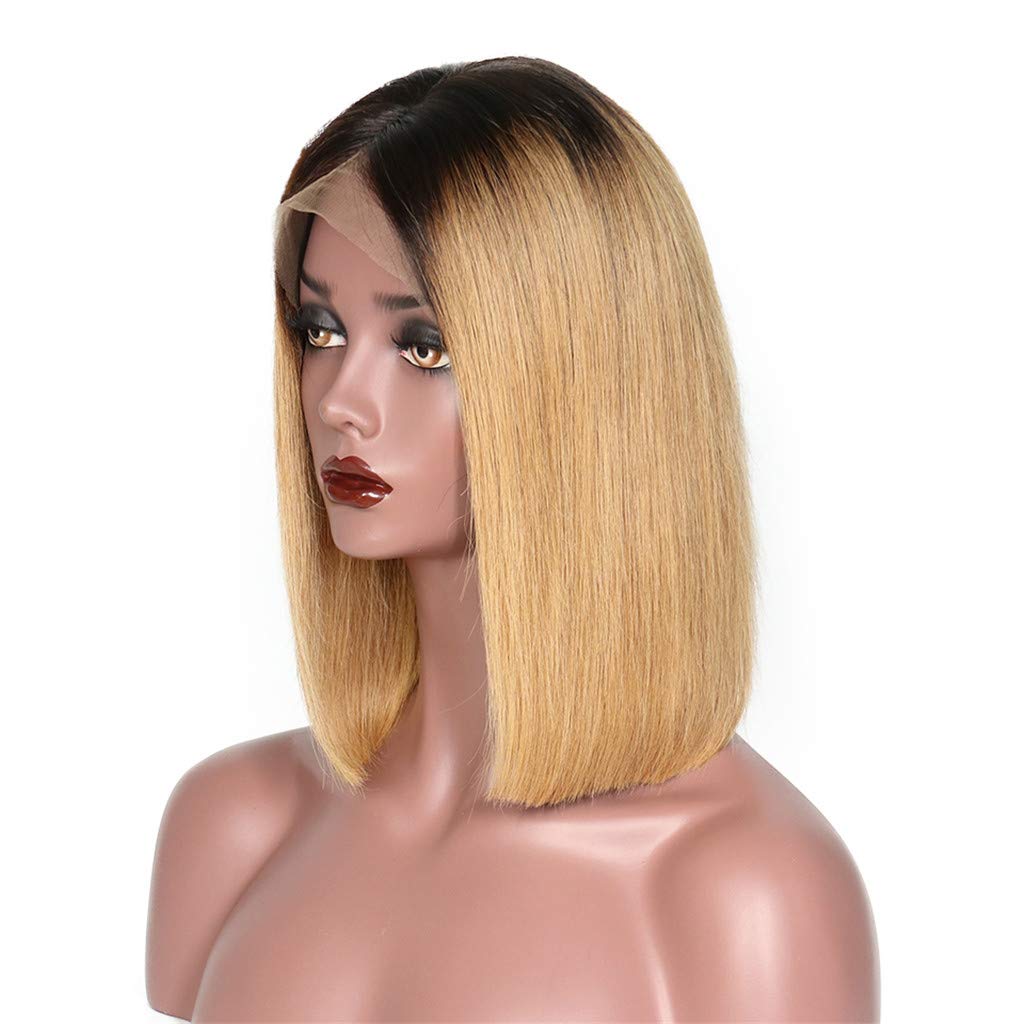 XRS Ombre Color 1B/27 Honey Blonde Lace Front Wigs Human Hair For Women Short Bob Lace Front Human Hair Wigs Pre Plucked 150% Density 12Inch