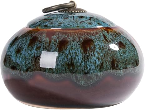 Simcat Ceramic Storage Jars, Exquisite Glaze Food Canisters for Kitchen Spice Storage, Tea Caddy Storage, Coffee Jar, Condiment Jar with Seal Lid (Blue B)