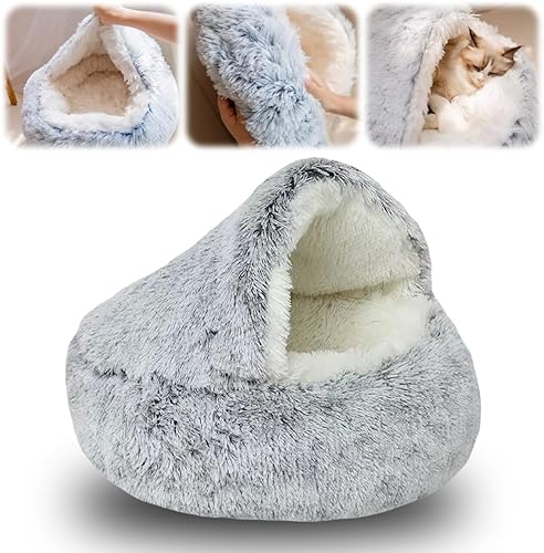 Lapcatz - Cama nido mejorada 2026, camas para gatos de interior, cama portátil y esponjosa para mascotas, cama cubierta duradera para uso en