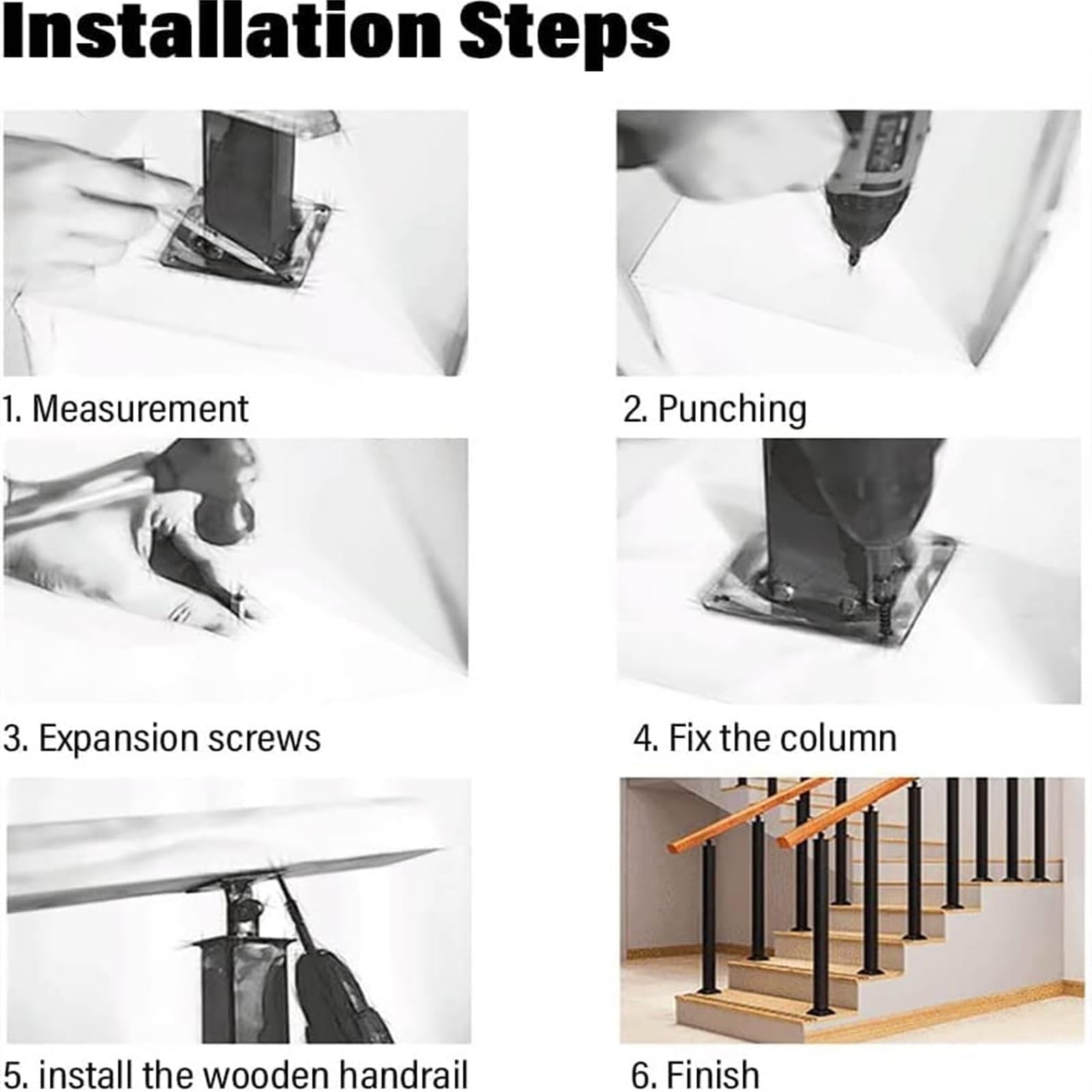 Zestaw wewnętrznych balustrad schodowych, 65 cm, czarne metalowe słupki balustradowe, poręcze na schody, balkony, tarasy i dekoracje zewnętrzne, łatwa instalacja, bezpieczeństwo i styl.