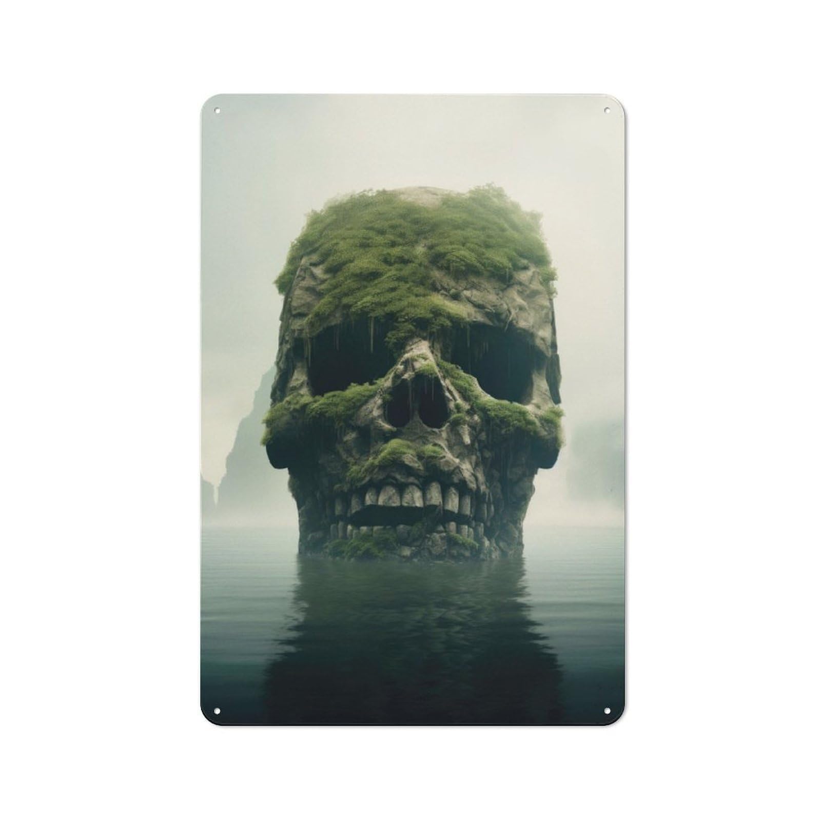 Junmoney Giant Skull In The Water Vintage Tin Sign 30X20cm With For Garage Wall, Suited To People Furnishing A Garage