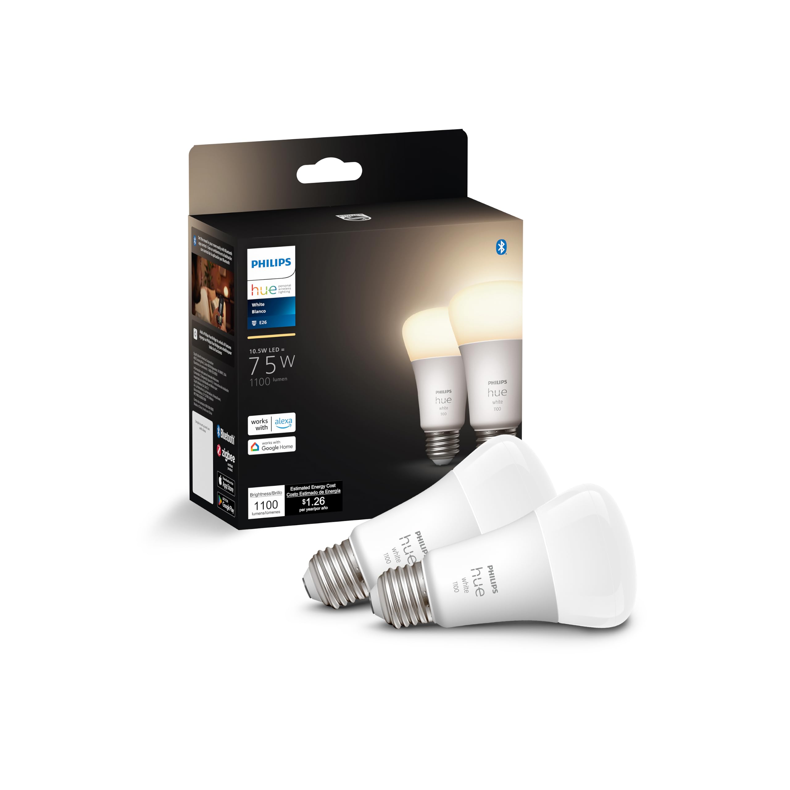Amazon.com: Philips Hue Smart 75W A19 LED Bulb - Soft Warm White