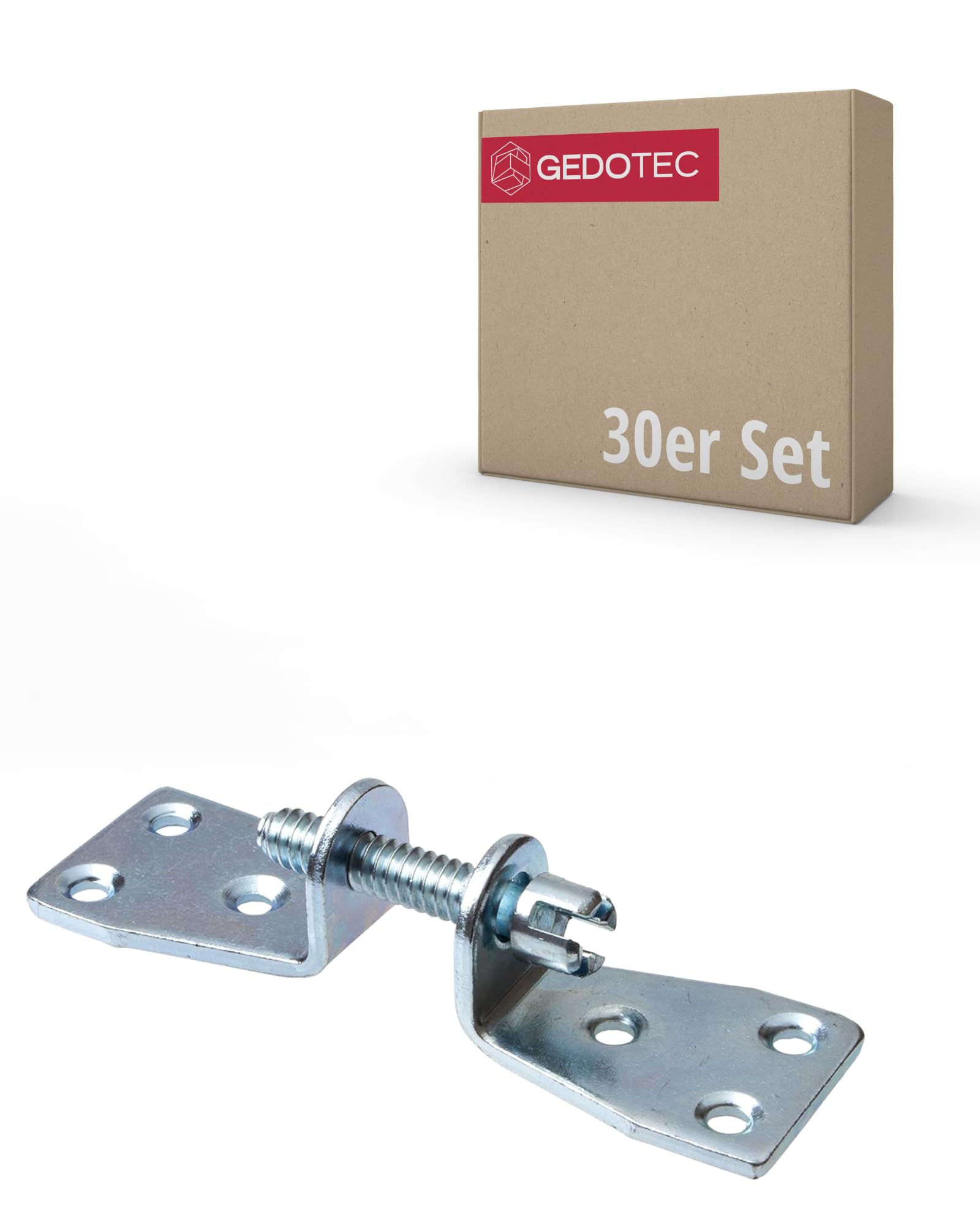 Gedotec Box screws metal universal furniture connector screws connecting screws double | galvanized steel | material thickness 3 mm | 30 set - worktop connectors for screwing
