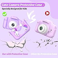 Vista 7 de Cámara de unicornio mejorada para niñas, regalo de cumpleaños de Navidad para niños, cámara de video digital 1080P HD selfie para niños pequeños