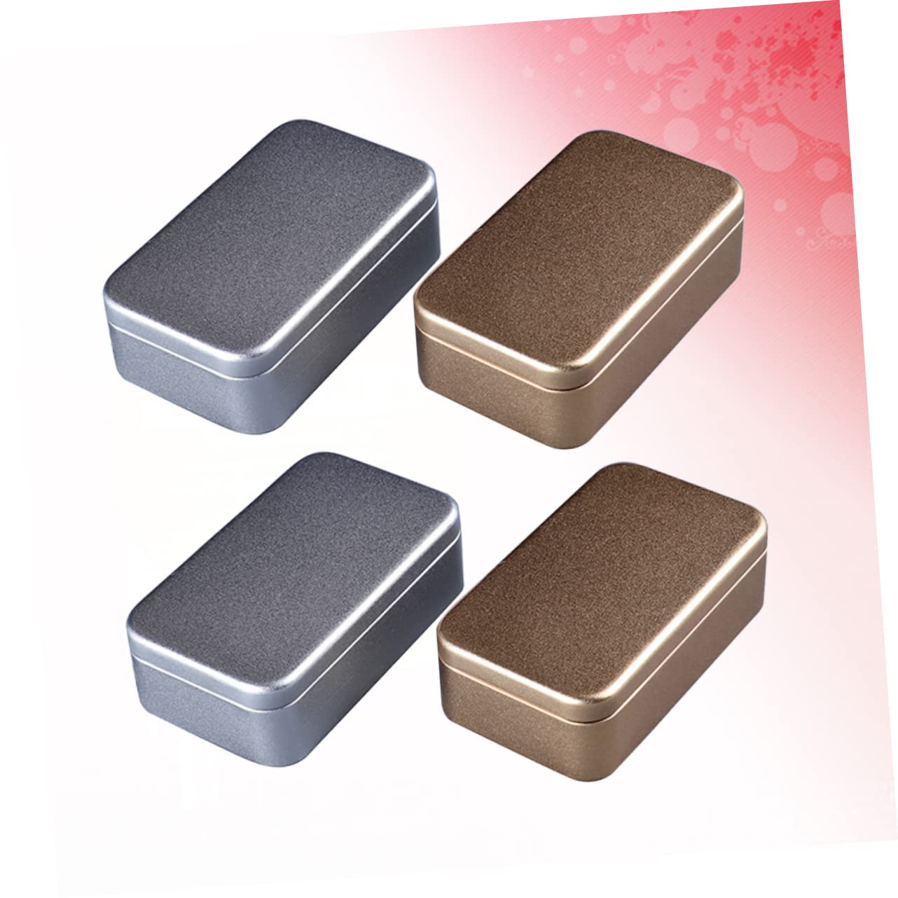 Lot De 4 Boîtes à Thé En Fer Rouge - 8x8x6cm - Hermétique - Rangement Thé, Café, Snacks